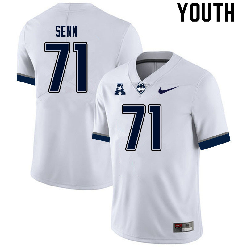 Youth #71 Valentin Senn Uconn Huskies College Football Jerseys Sale-White - Click Image to Close